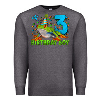 Charcoal Heather birthday boy frog age 3 Premium Sweatshirt - LillyAllenDesigns