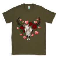Army Green valentines bull skull Classic Tee - RanaPortraitStore