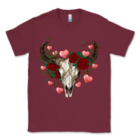 Burgundy valentines bull skull Classic Tee - RanaPortraitStore