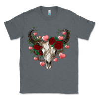 Charcoal Heather valentines bull skull Classic Tee - RanaPortraitStore