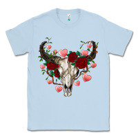 Dusty Blue valentines bull skull Classic Tee - RanaPortraitStore