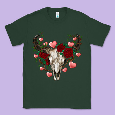 Valentines Bull Skull Classic Tee Designed By Ranaportraitstore
