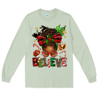 Matcha christmas believe afro messy bun Long Sleeve Tee - texasbilliewilder