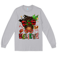 Moon Dust christmas believe afro messy bun Long Sleeve Tee - texasbilliewilder