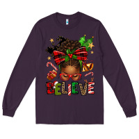 Plum christmas believe afro messy bun Long Sleeve Tee - texasbilliewilder