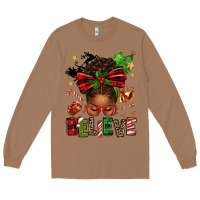 Toasted Coconut christmas believe afro messy bun Long Sleeve Tee - texasbilliewilder