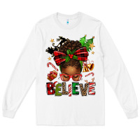 White christmas believe afro messy bun Long Sleeve Tee - texasbilliewilder