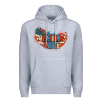 Heather Grey American junkie 4th of july Premium Hoodie - FaDigitalArtStudio