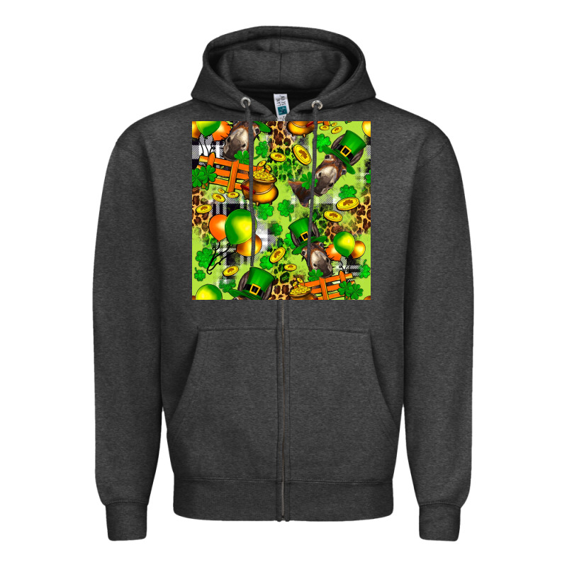 St. Patrick's Donkey With Shamrock Seamless Zipper Hoodie by FaDigitalArtStudio | Teevron