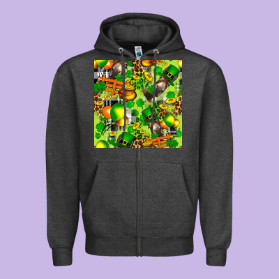 St. Patrick's Donkey With Shamrock Seamless Zipper Hoodie Designed By Fadigitalartstudio