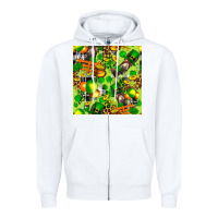 White St. Patrick's Donkey With Shamrock Seamless Zipper Hoodie - FaDigitalArtStudio