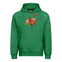 Emerald flamingo with tropical flowers Urban Hoodie - Artiststas