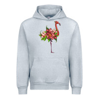 Heather Grey flamingo with tropical flowers Urban Hoodie - Artiststas