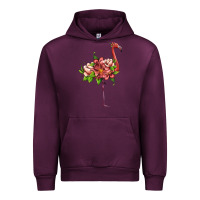 Mauve Wine flamingo with tropical flowers Urban Hoodie - Artiststas