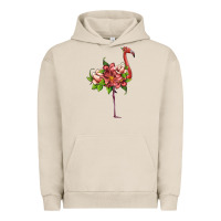 Pigment French Oak flamingo with tropical flowers Urban Hoodie - Artiststas