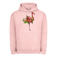 Pigment Salmon flamingo with tropical flowers Urban Hoodie - Artiststas