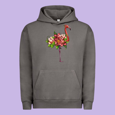 Flamingo With Tropical Flowers Urban Hoodie Designed By Artiststas