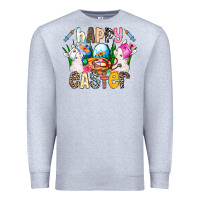 Heather Grey Happy Easter Premium Sweatshirt - CowhideDigitalArt