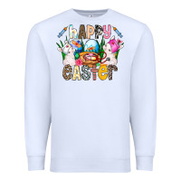 White Happy Easter Premium Sweatshirt - CowhideDigitalArt