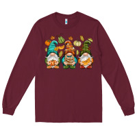 Burgundy Fall gnomes Long Sleeve Tee - NancyCooperArtShop