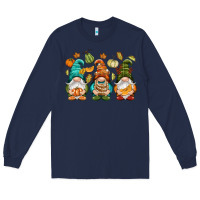 Navy Fall gnomes Long Sleeve Tee - NancyCooperArtShop