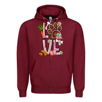 Burgundy Tie dye easter love dog paw Zipper Hoodie - BundleAndBundleShop