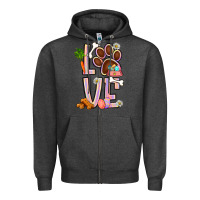 Charcoal Heather Tie dye easter love dog paw Zipper Hoodie - BundleAndBundleShop
