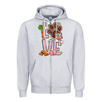 Heather Grey Tie dye easter love dog paw Zipper Hoodie - BundleAndBundleShop