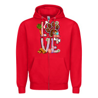 Red Tie dye easter love dog paw Zipper Hoodie - BundleAndBundleShop