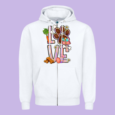 Tie Dye Easter Love Dog Paw Zipper Hoodie Designed By Bundleandbundleshop