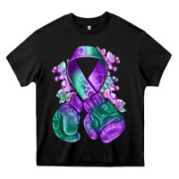 Black purple and green anal cancer with boxing gloves na Heavy Core Tee - NancyCooperArtShop