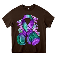 Chocolate Brown purple and green anal cancer with boxing gloves na Heavy Core Tee - NancyCooperArtShop