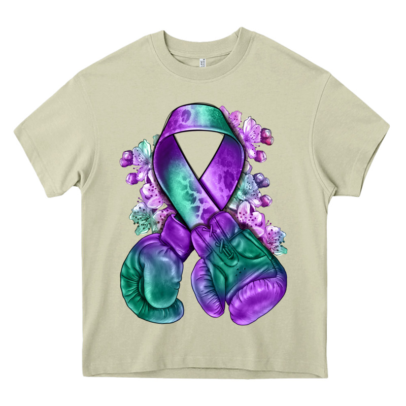 Purple And Green Anal Cancer With Boxing Gloves Na Heavy Core Tee by NancyCooperArtShop | Teevron
