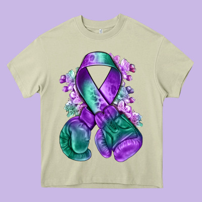 Purple And Green Anal Cancer With Boxing Gloves Na Heavy Core Tee Designed By Nancycooperartshop