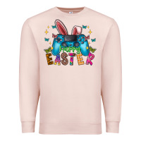 Pale Pink Happy Easter Gamer Premium Sweatshirt - CowhideDigitalArt