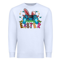 White Happy Easter Gamer Premium Sweatshirt - CowhideDigitalArt