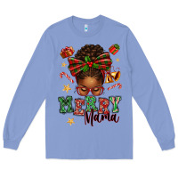 Colony Blue merry mama afro messy bun Long Sleeve Tee - texasbilliewilder