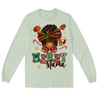 Matcha merry mama afro messy bun Long Sleeve Tee - texasbilliewilder