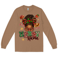 Toasted Coconut merry mama afro messy bun Long Sleeve Tee - texasbilliewilder