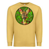 Antique Gold red brocket deer christmas Premium Sweatshirt - LillyAllenDesigns