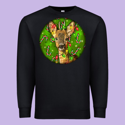 Red Brocket Deer Christmas Premium Sweatshirt Designed By Lillyallendesigns