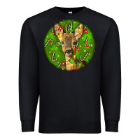 Black red brocket deer christmas Premium Sweatshirt - LillyAllenDesigns
