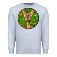 Heather Grey red brocket deer christmas Premium Sweatshirt - LillyAllenDesigns