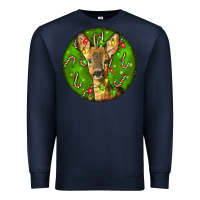 Navy red brocket deer christmas Premium Sweatshirt - LillyAllenDesigns