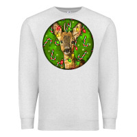 Oatmeal Heather red brocket deer christmas Premium Sweatshirt - LillyAllenDesigns