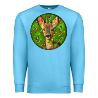 Ocean Blue red brocket deer christmas Premium Sweatshirt - LillyAllenDesigns