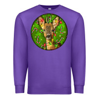 Purple red brocket deer christmas Premium Sweatshirt - LillyAllenDesigns