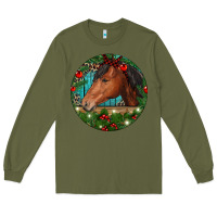 Army Green Western Horse Christmas Long Sleeve Tee - RanaPortraitStore