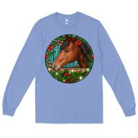 Colony Blue Western Horse Christmas Long Sleeve Tee - RanaPortraitStore