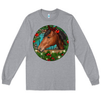 Heather Grey Western Horse Christmas Long Sleeve Tee - RanaPortraitStore